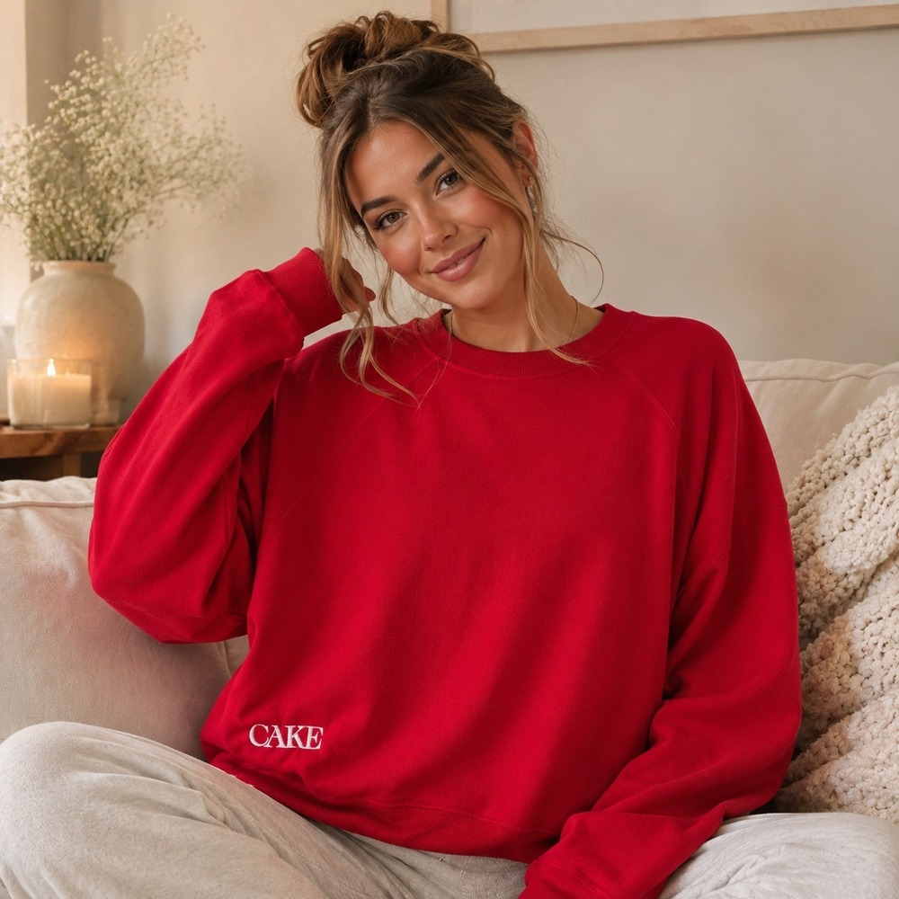 Splits59 Sweatshirt Women Large Red CAKE Embroidery Raglan D4200